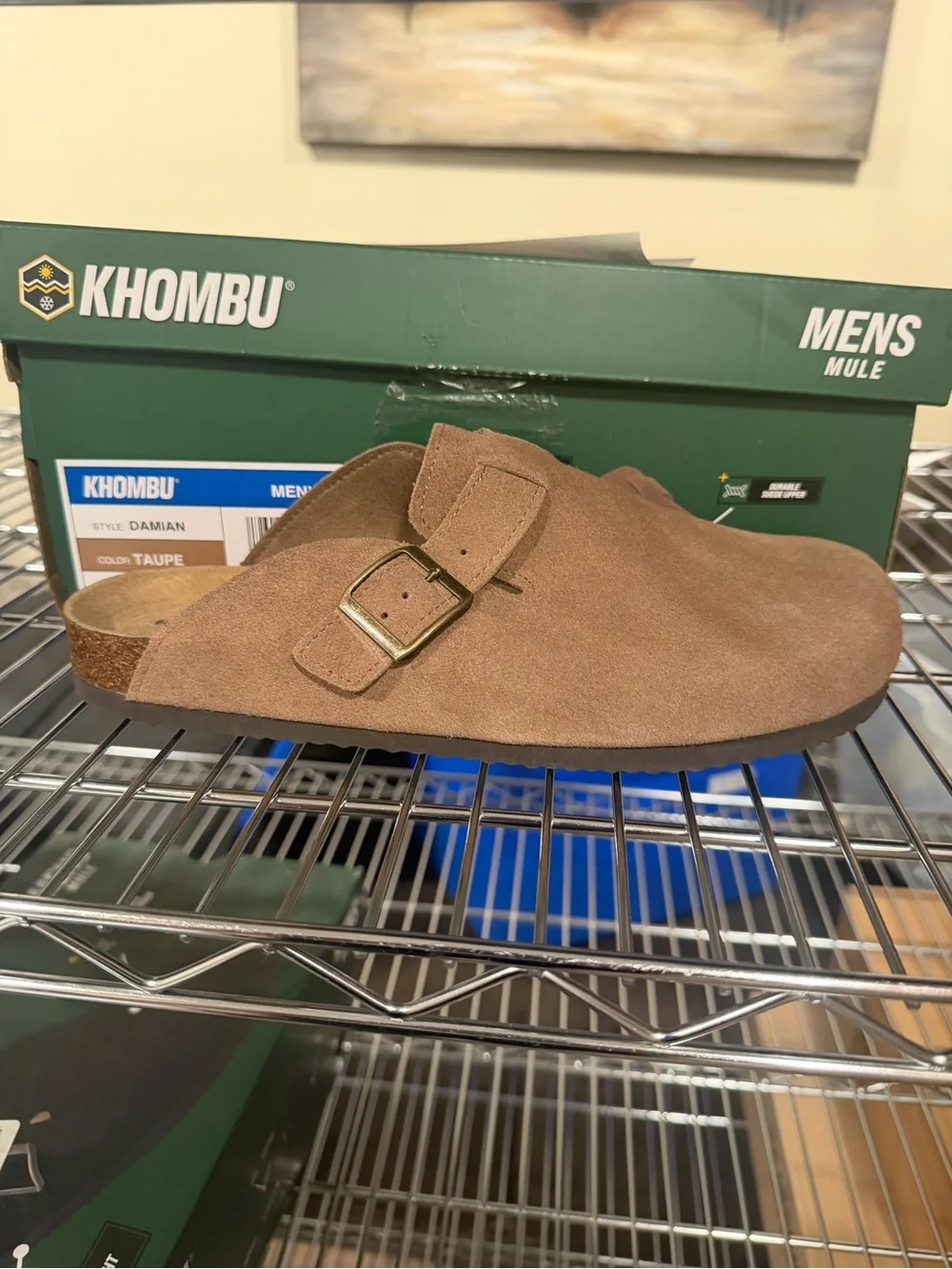 Khombu Damian Men's Mule Taupe Suede Buckle Lightweight Shoes Size 9 M
